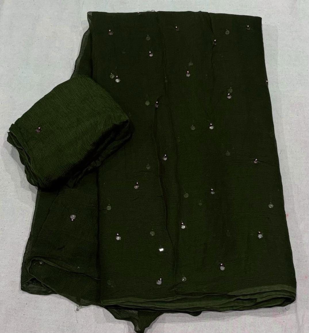 Premium Chiffon Saree with Beautiful Cutdana Work BY PCD