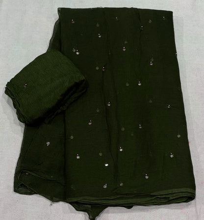Premium Chiffon Saree with Beautiful Cutdana Work BY PCD