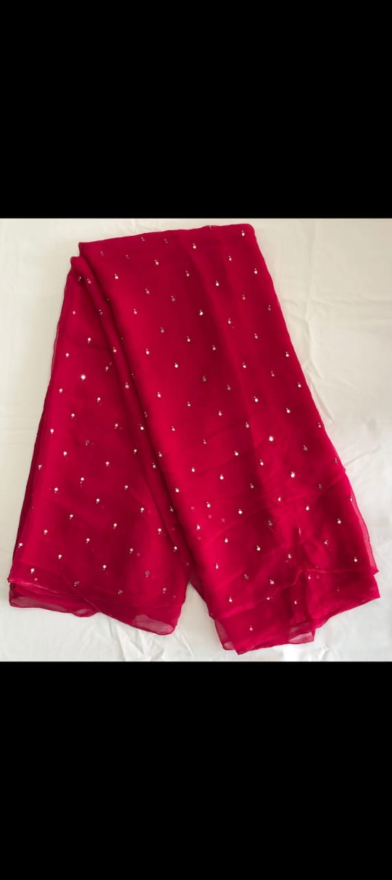 Premium Chiffon Saree with Beautiful Cutdana Work BY PCD