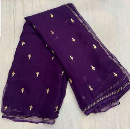 Latest Chiffon Bollywood Style Gotapatti Work Saree by pcd