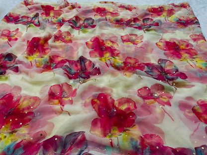 Premium Chiffon Saree with Beautiful Cutdana Work by pcd