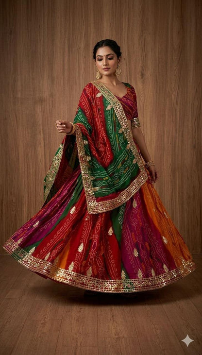 New Beautiful Pure Georgette Lehenga Set With Gotapatti Handwork by pcd