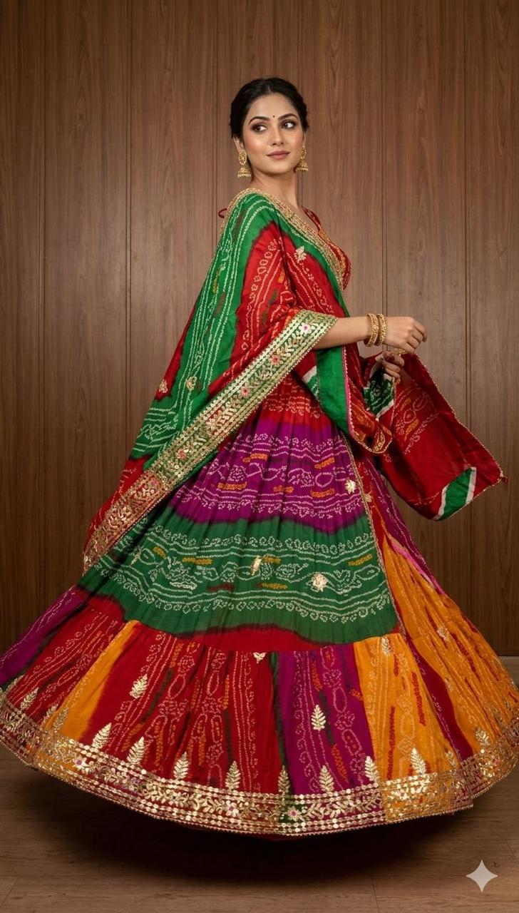 New Beautiful Pure Georgette Lehenga Set With Gotapatti Handwork by pcd