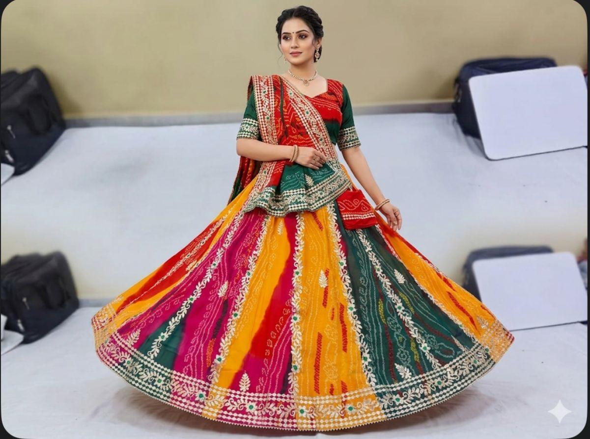 New Beautiful Pure Georgette Lehenga Set With Gotapatti Handwork by pcd