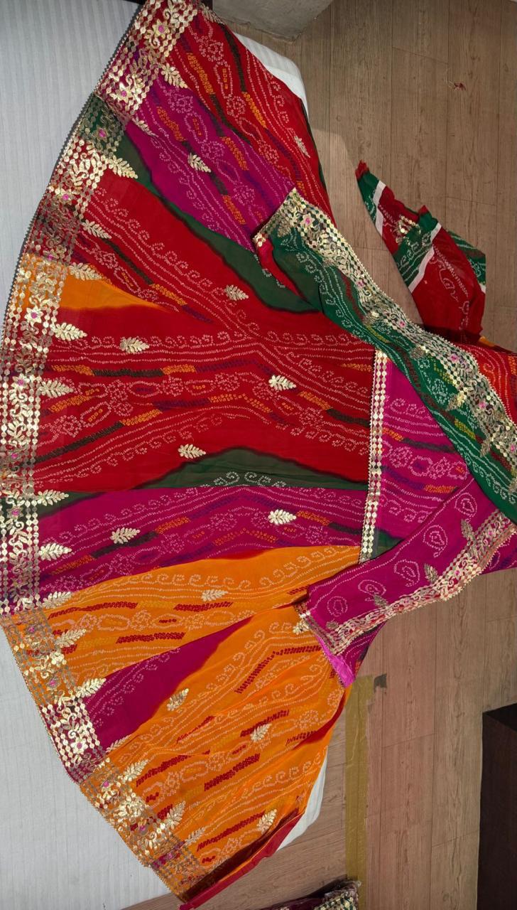 New Beautiful Pure Georgette Lehenga Set With Gotapatti Handwork by pcd