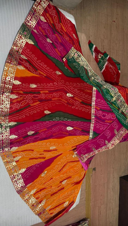 New Beautiful Pure Georgette Lehenga Set With Gotapatti Handwork by pcd