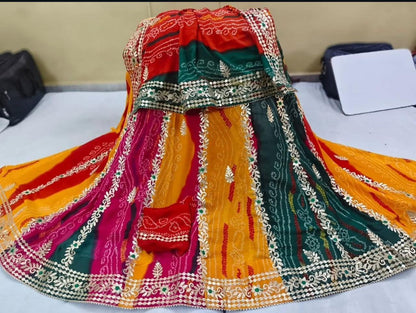 New Beautiful Pure Georgette Lehenga Set With Gotapatti Handwork by pcd
