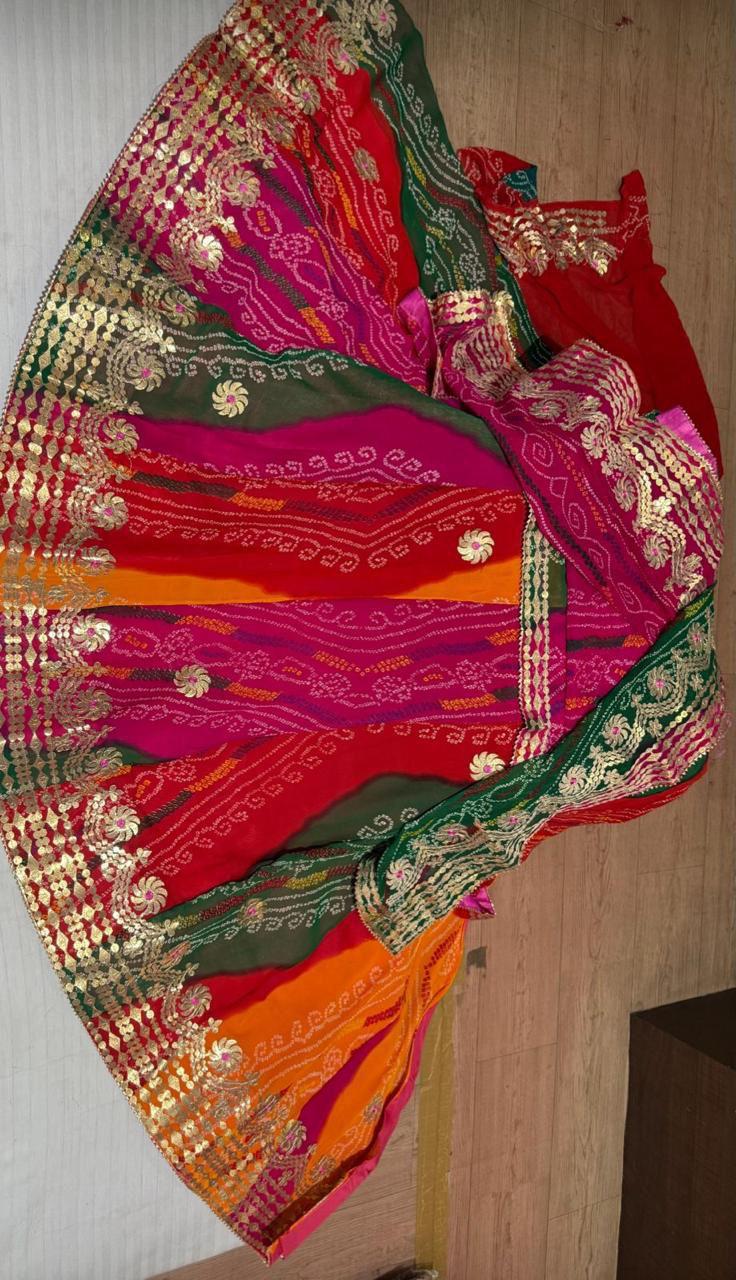 New Beautiful Pure Georgette Lehenga Set With Gotapatti Handwork by pcd