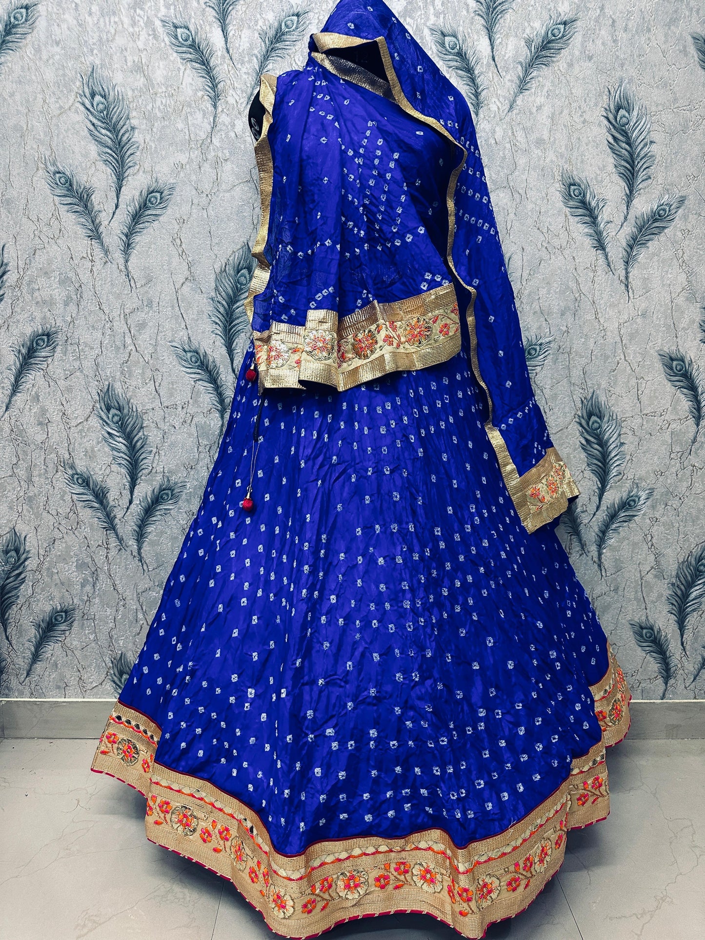 PCD Orignal Hand Bandhej Tapeta Silk Lehenga
