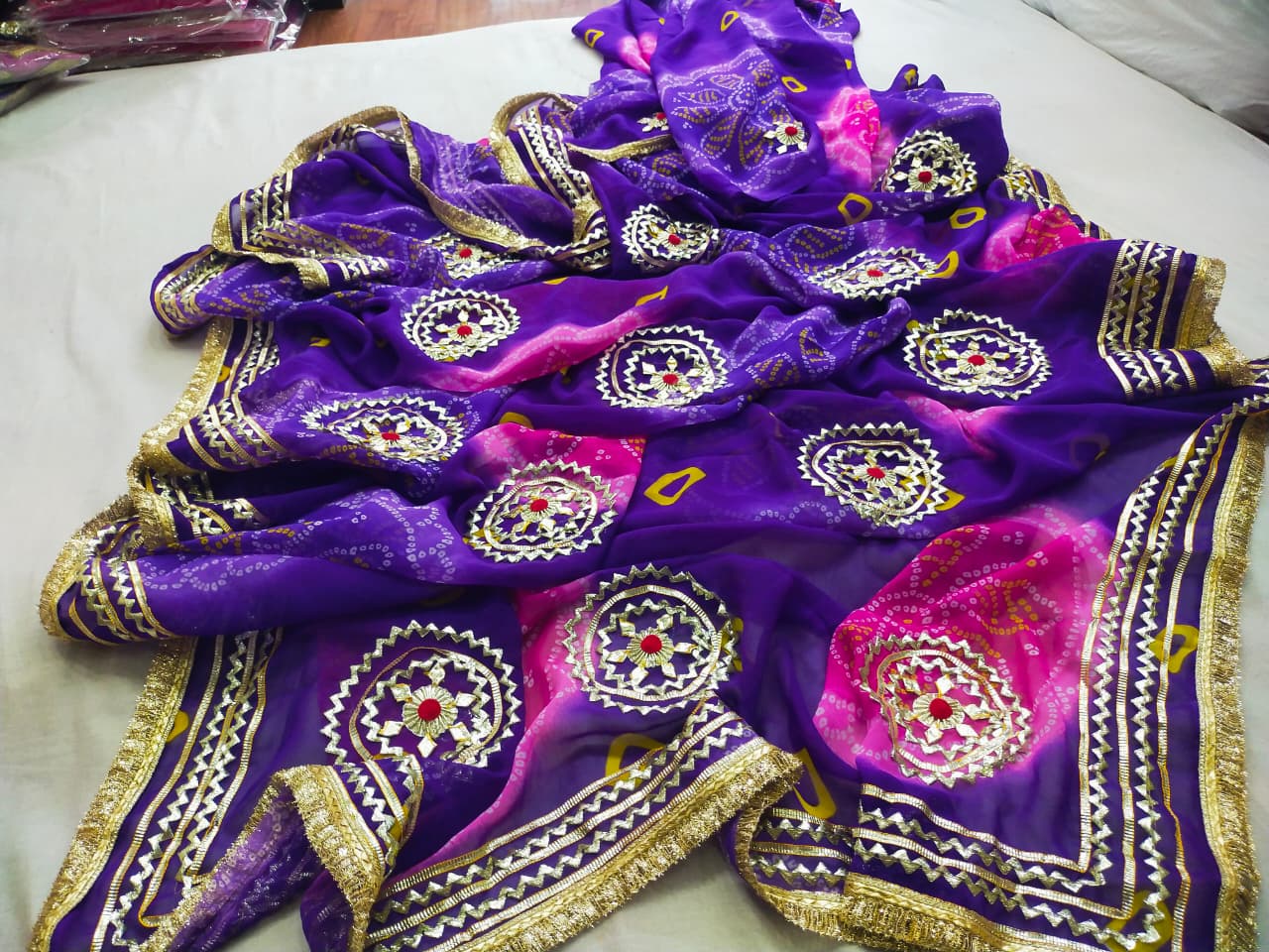 PCD Traditional Bandhani Style Georgette Saree Perfect Festive Collection