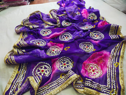 PCD Traditional Bandhani Style Georgette Saree Perfect Festive Collection