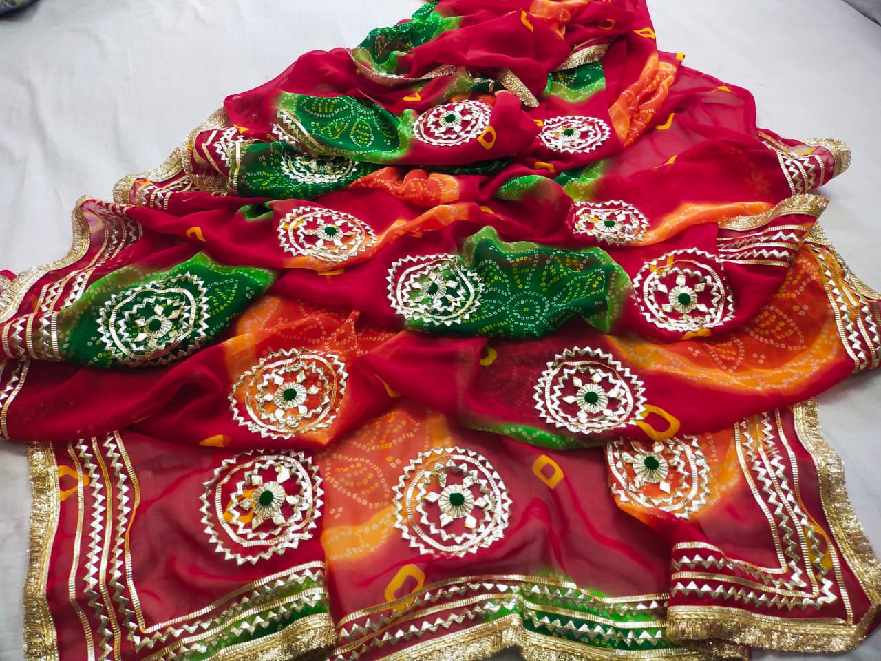 PCD Traditional Bandhani Style Georgette Saree Perfect Festive Collection