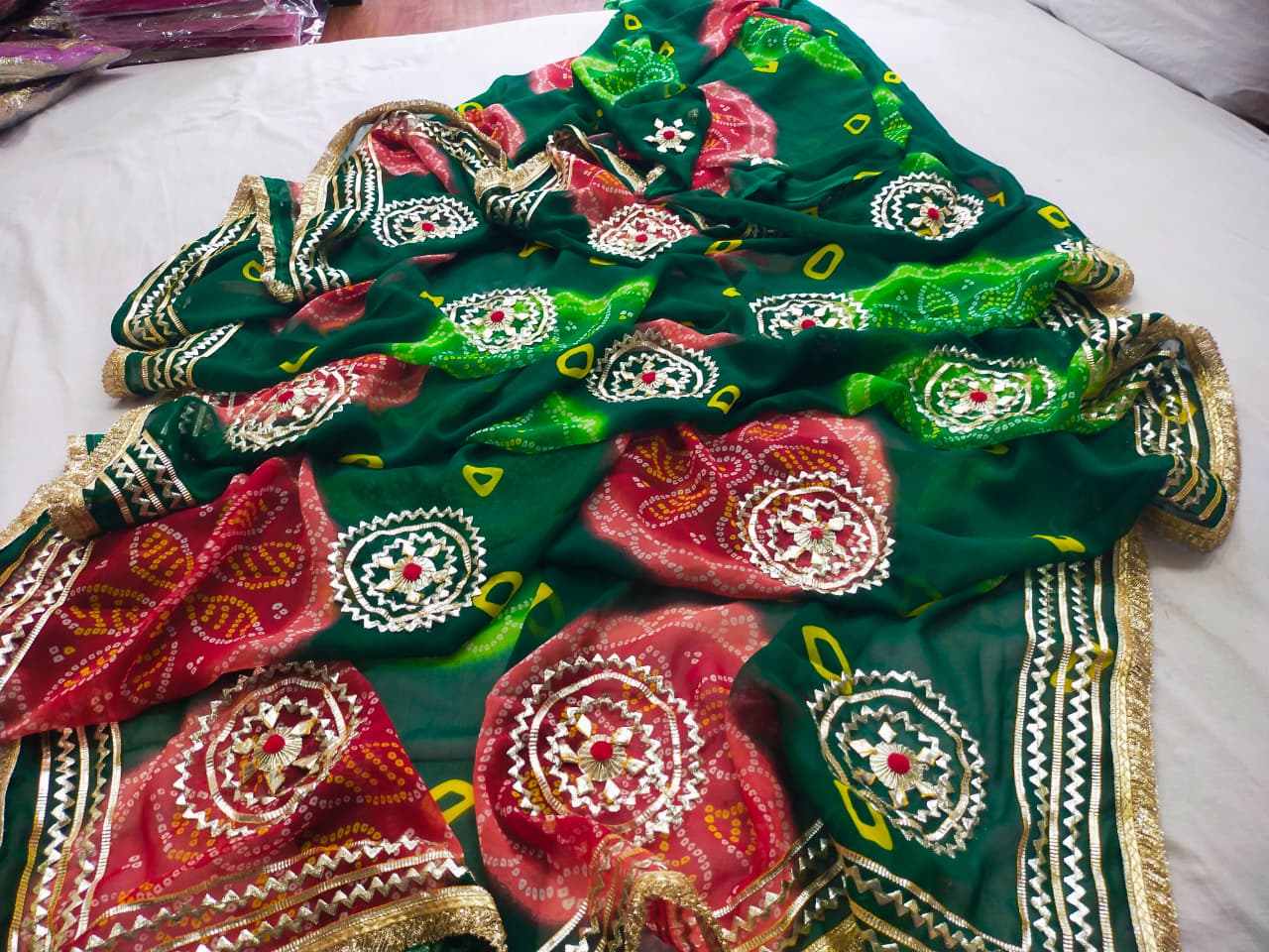 PCD Traditional Bandhani Style Georgette Saree Perfect Festive Collection