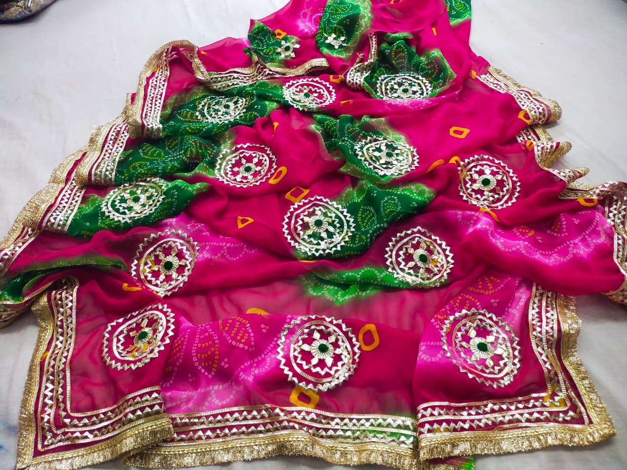 PCD Traditional Bandhani Style Georgette Saree Perfect Festive Collection