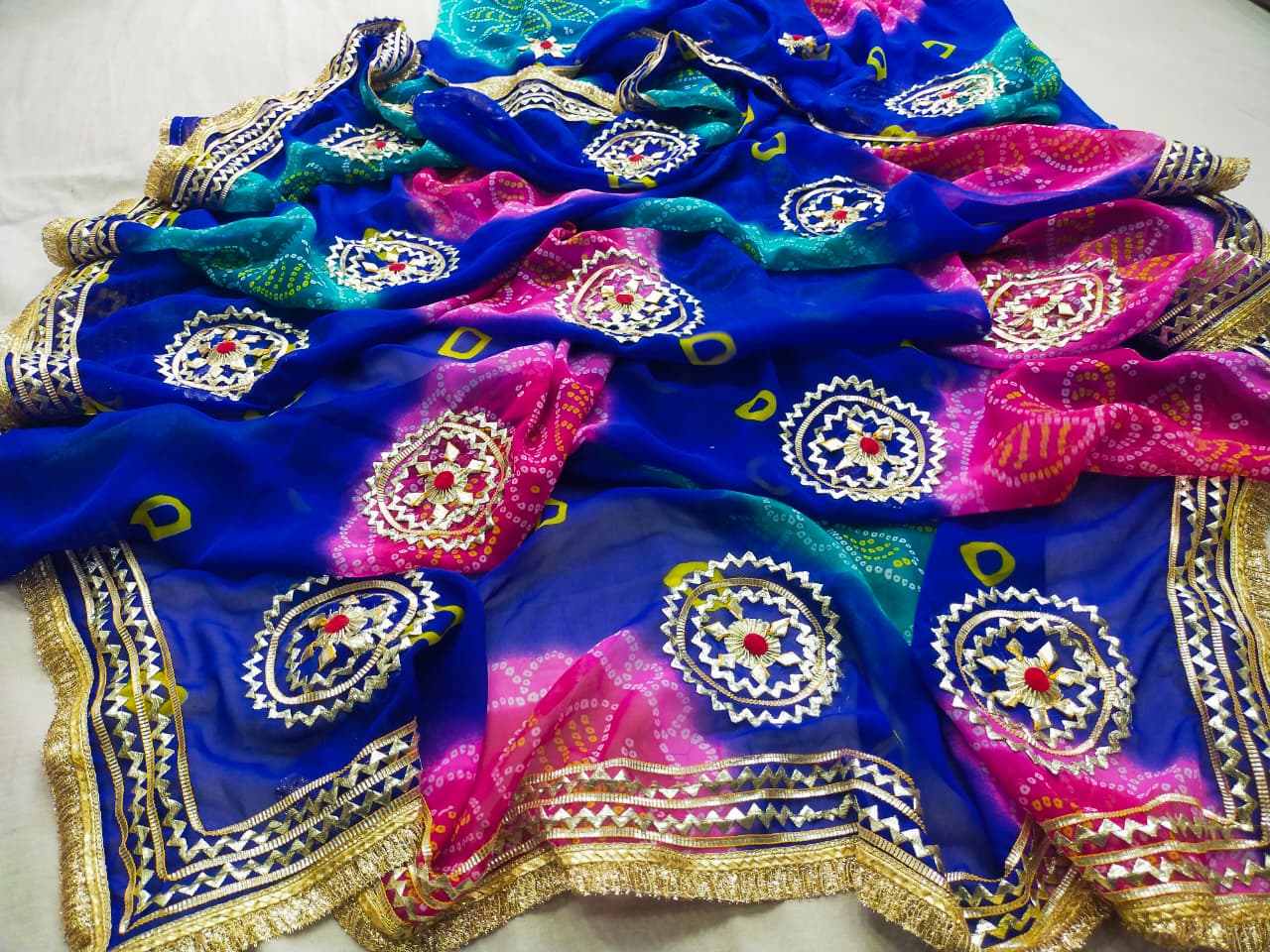 PCD Traditional Bandhani Style Georgette Saree Perfect Festive Collection