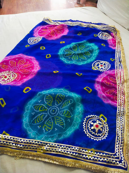 PCD Traditional Bandhani Style Georgette Saree Perfect Festive Collection