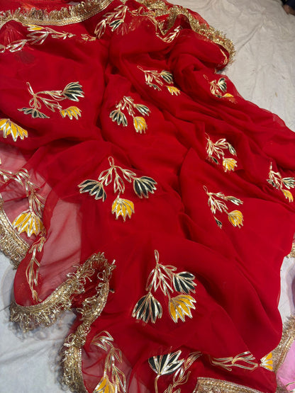 PCD New Premium Georgette Festive Saree with Traditional Gota Patti Work