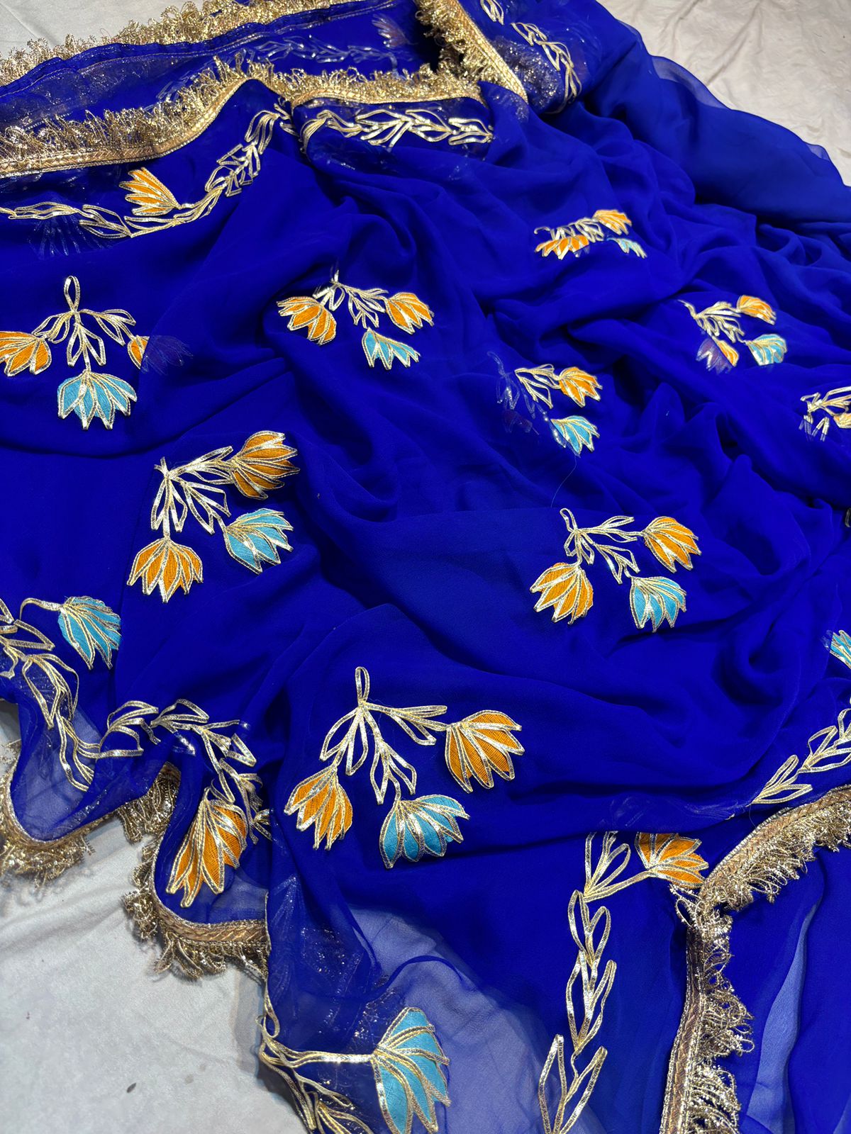 PCD New Premium Georgette Festive Saree with Traditional Gota Patti Work