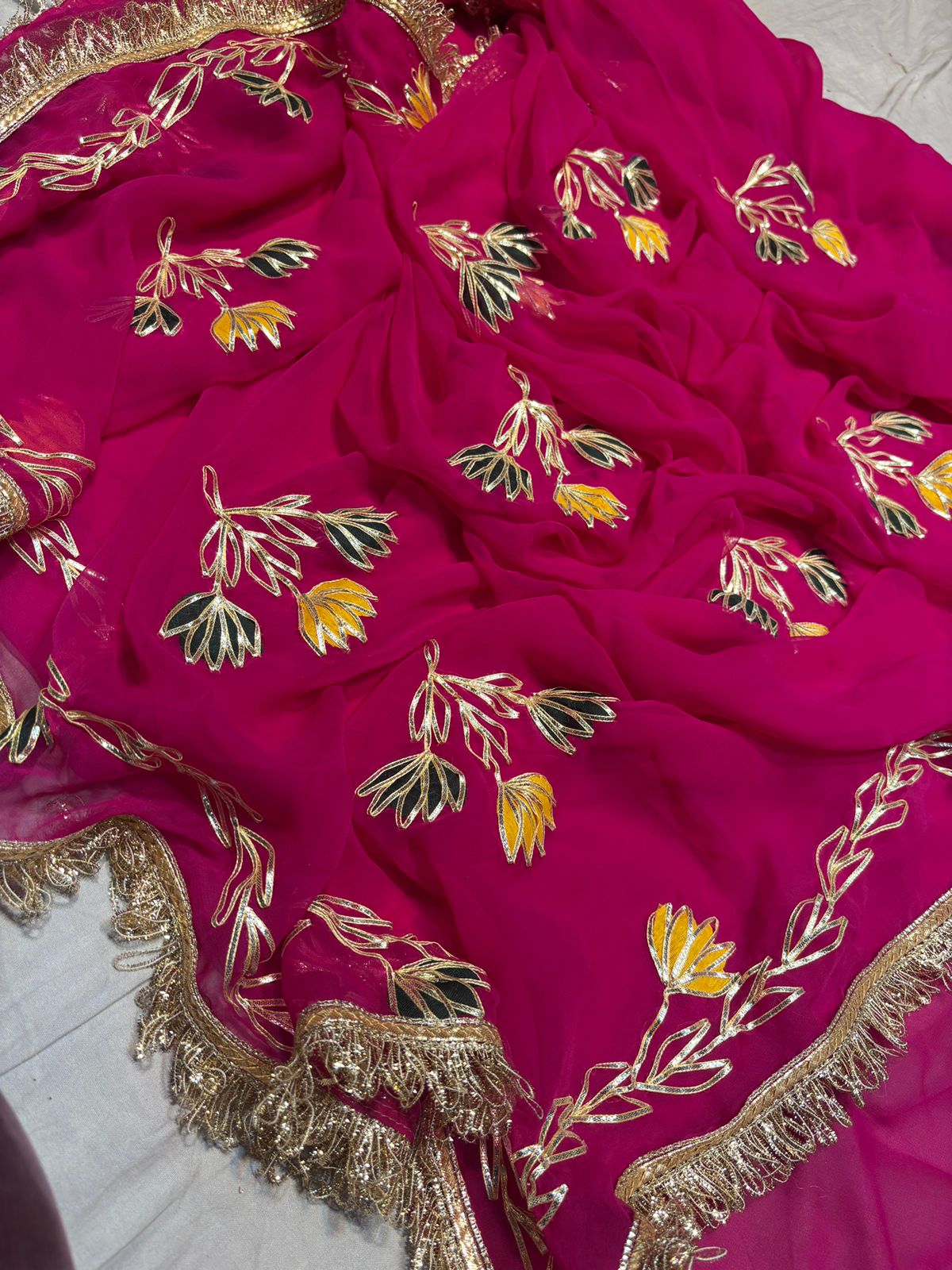 PCD New Premium Georgette Festive Saree with Traditional Gota Patti Work
