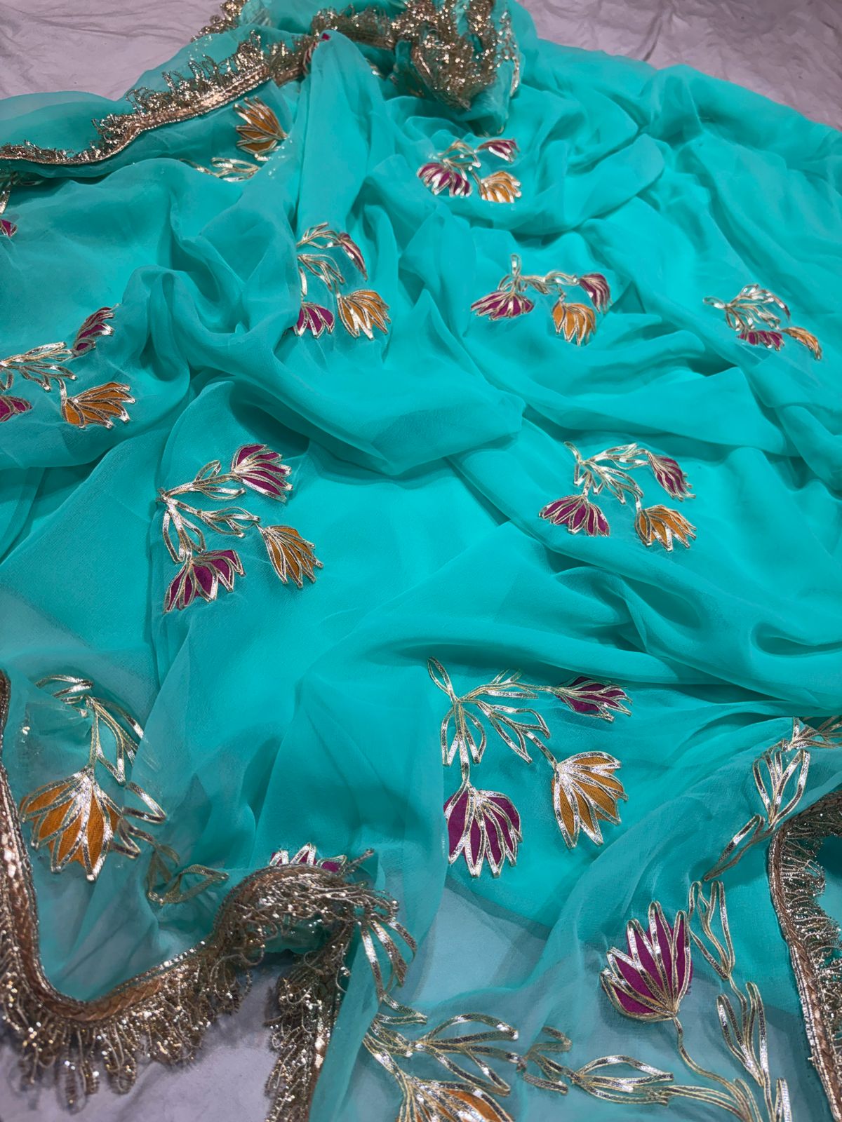 PCD New Premium Georgette Festive Saree with Traditional Gota Patti Work
