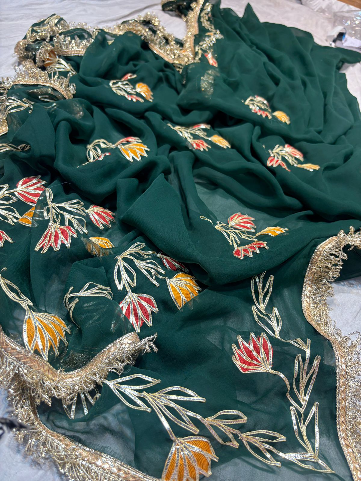 PCD New Premium Georgette Festive Saree with Traditional Gota Patti Work