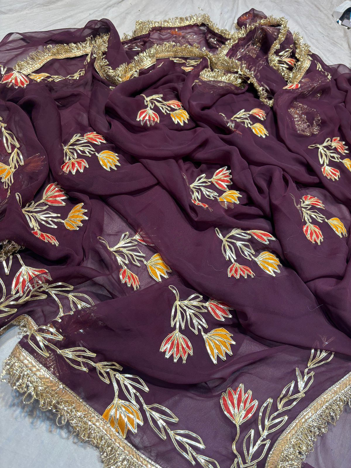 PCD New Premium Georgette Festive Saree with Traditional Gota Patti Work
