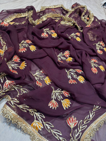 PCD New Premium Georgette Festive Saree with Traditional Gota Patti Work