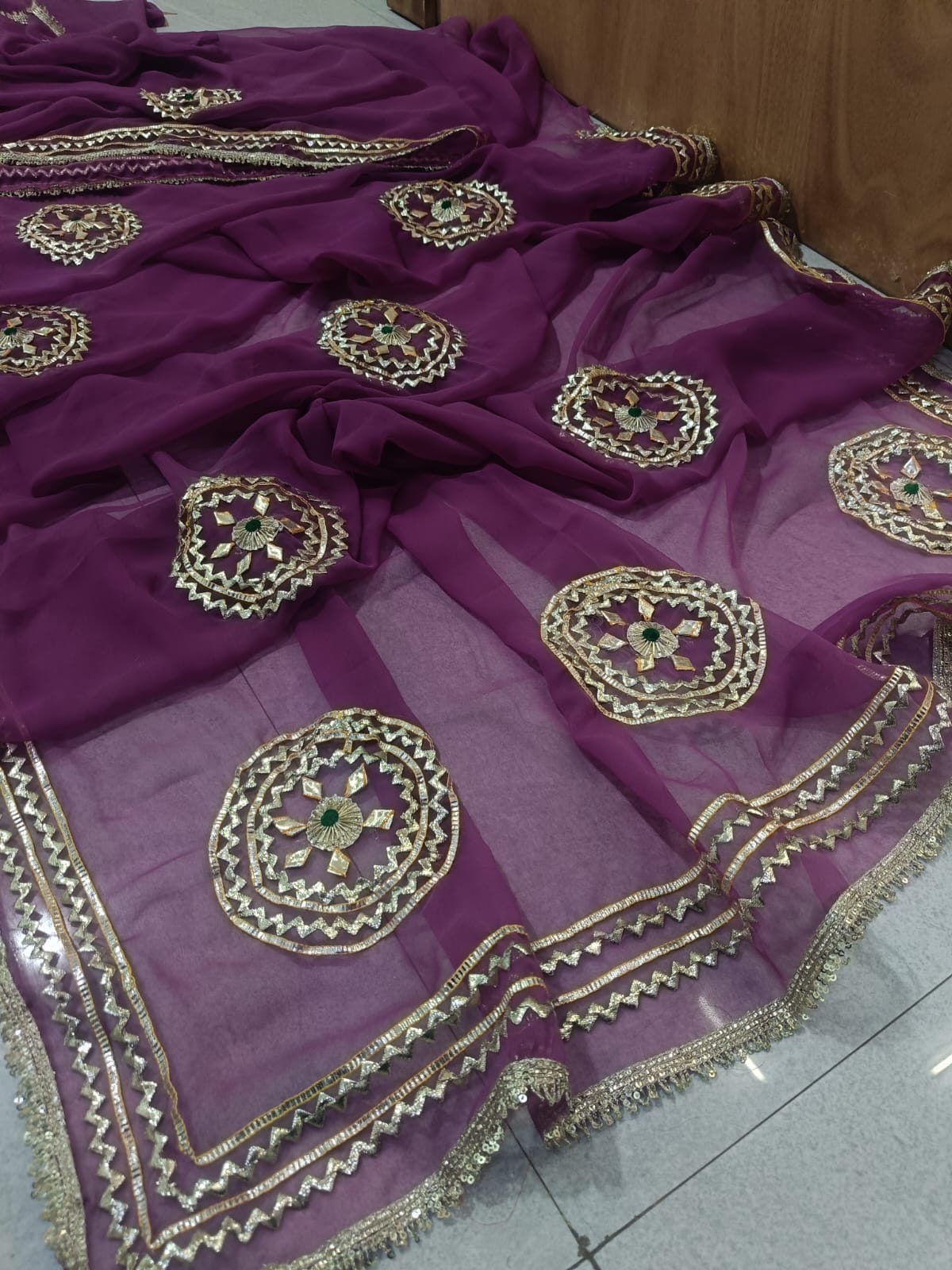 PCD New Trending Pure Georgette Festive Saree with Traditional Gota Patti Work sa.