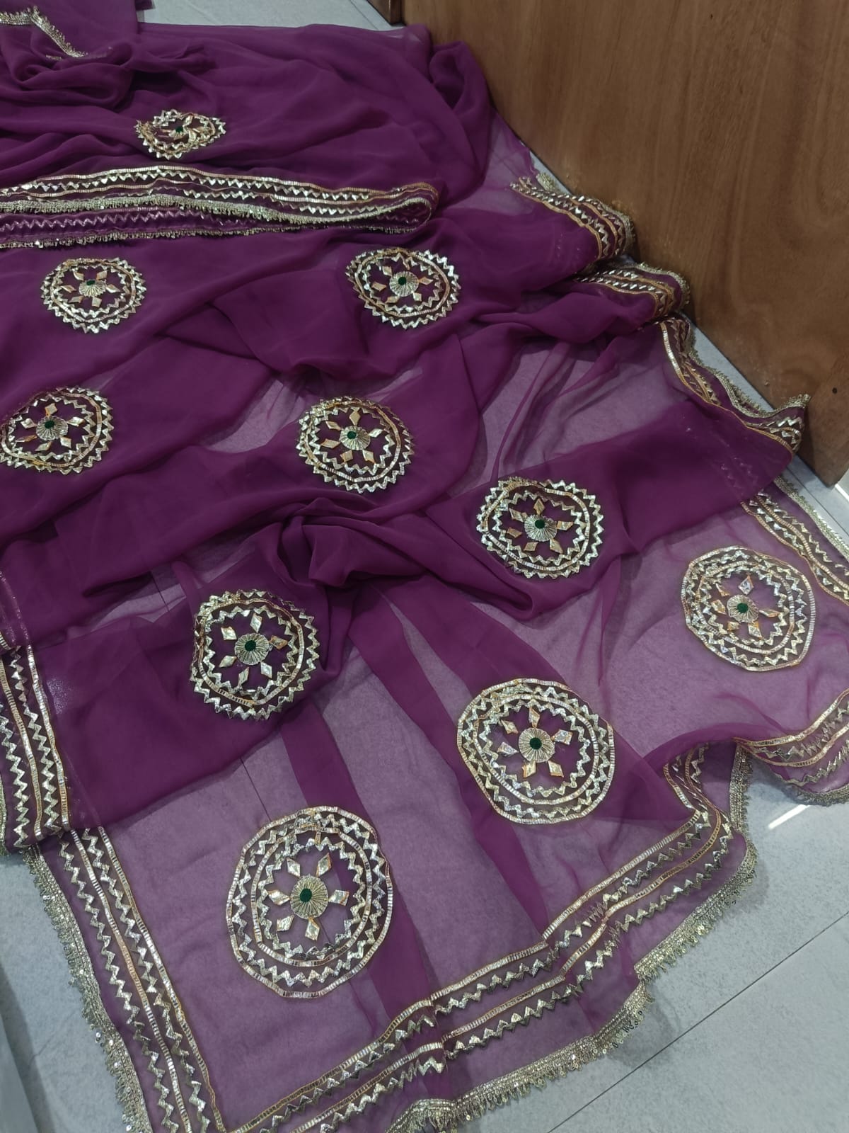 PCD New Trending Pure Georgette Festive Saree with Traditional Gota Patti Work sa.