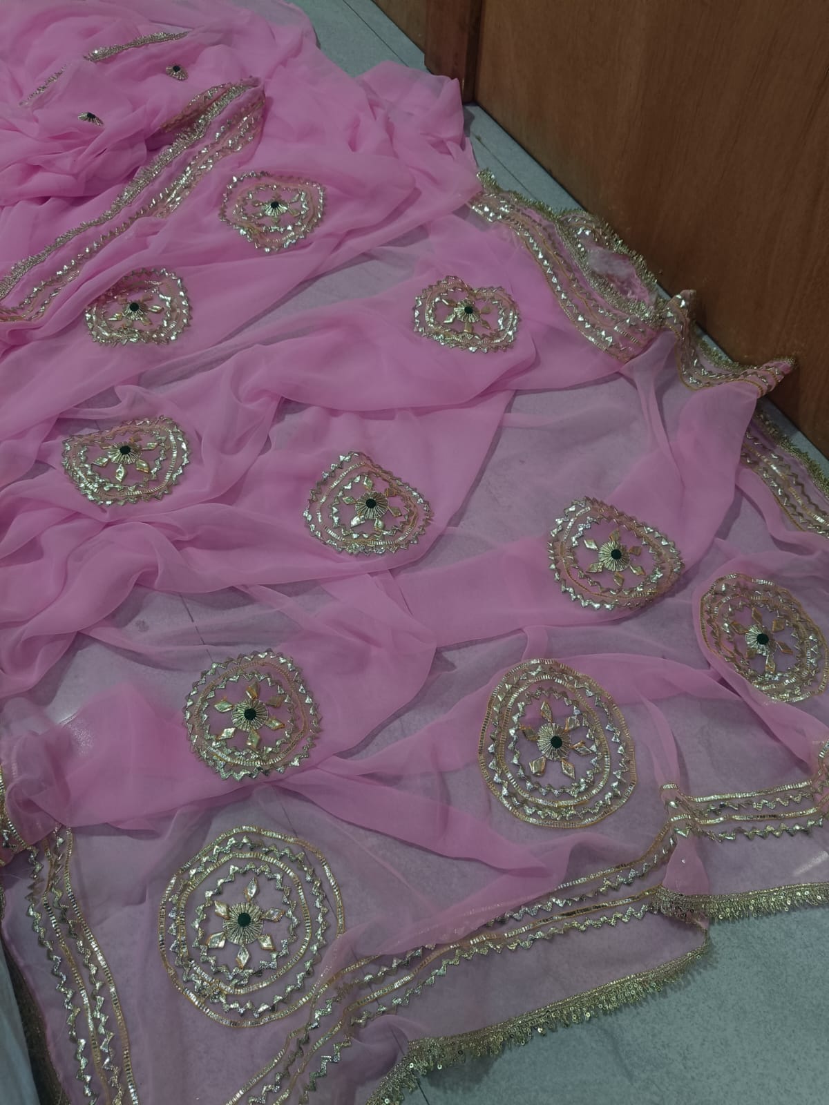 PCD New Trending Pure Georgette Festive Saree with Traditional Gota Patti Work sa.