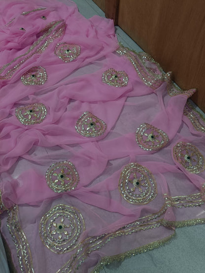 PCD New Trending Pure Georgette Festive Saree with Traditional Gota Patti Work sa.