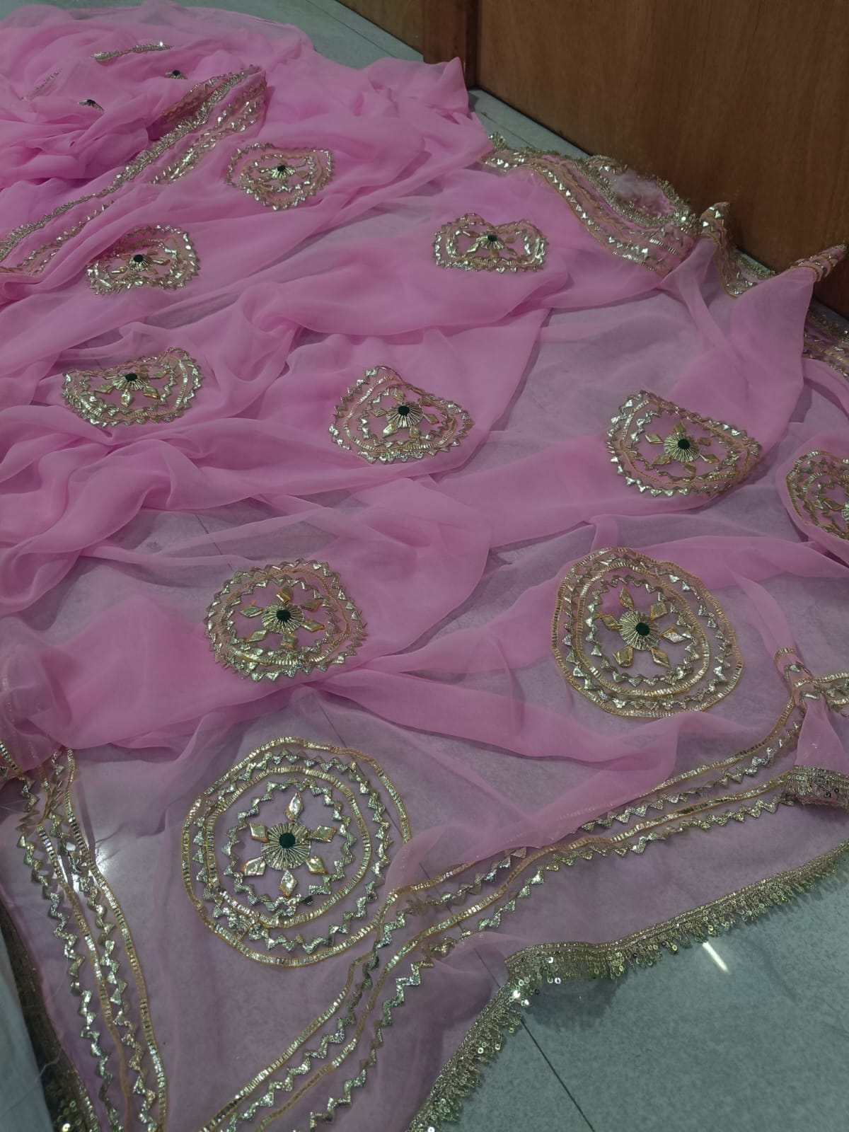 PCD New Trending Pure Georgette Festive Saree with Traditional Gota Patti Work sa.