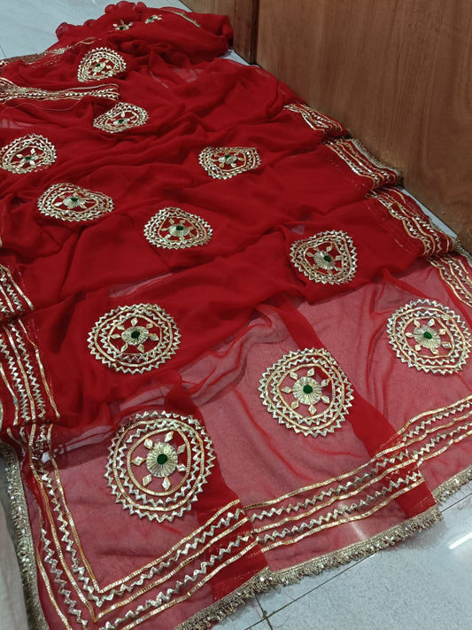 PCD New Trending Pure Georgette Festive Saree with Traditional Gota Patti Work sa.