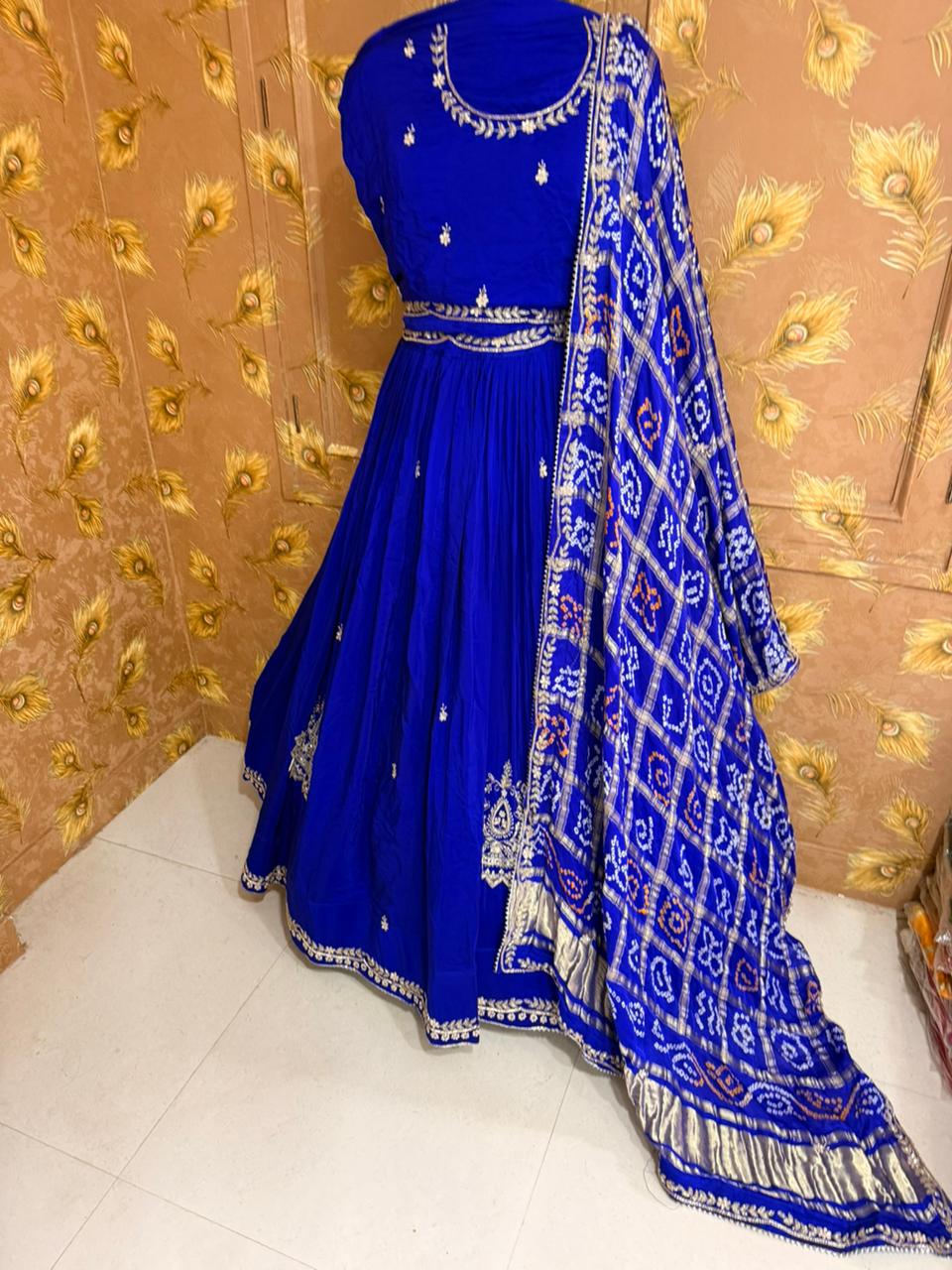 PCD Pure Gaji silk With Gharchola Dupatta And Gota patti Work Lehenga