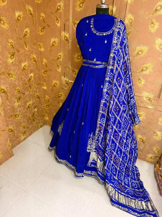 PCD Pure Gaji silk With Gharchola Dupatta And Gota patti Work Lehenga