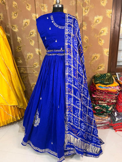 PCD Pure Gaji silk With Gharchola Dupatta And Gota patti Work Lehenga