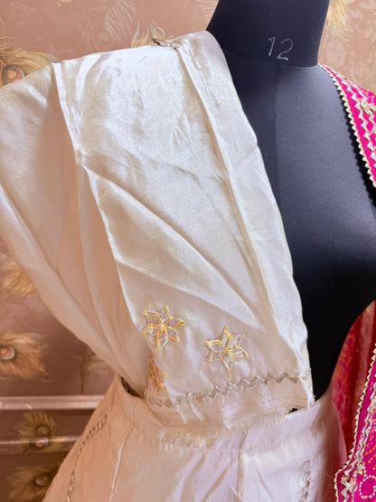 PCD New Upada Silk Bandhani Style With Gotapatti Work Lehenga