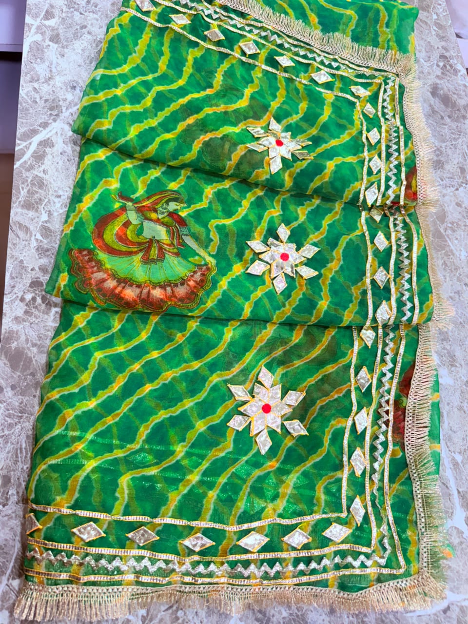 PCD New Georgette Leheriya With Gota patti Work Saree DULHANIYA SAREE