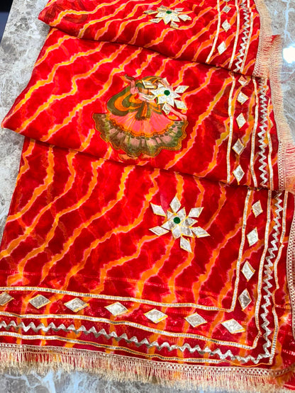 PCD New Georgette Leheriya With Gota patti Work Saree DULHANIYA SAREE