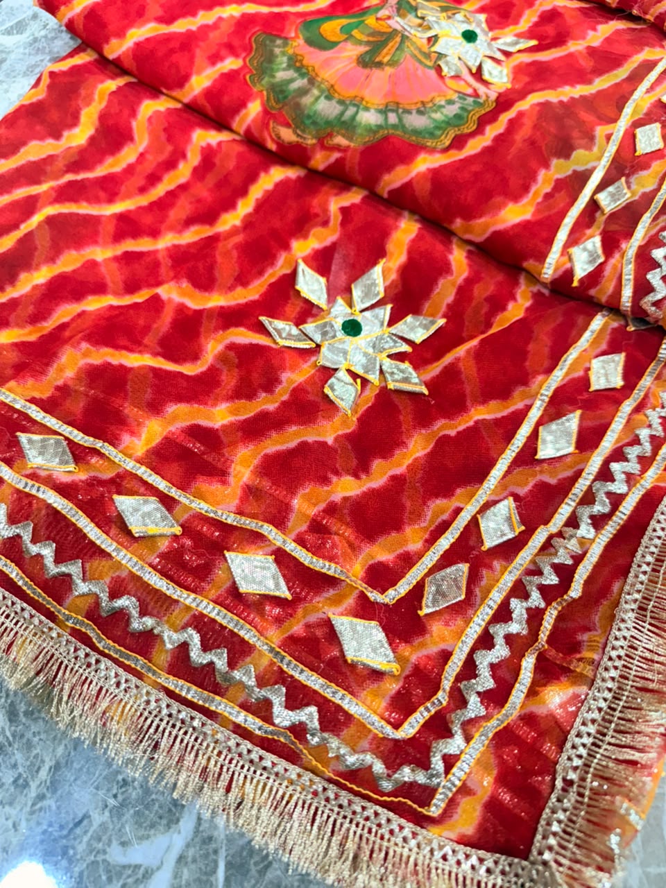PCD New Georgette Leheriya With Gota patti Work Saree DULHANIYA SAREE