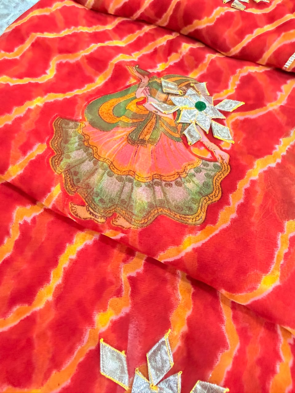 PCD New Georgette Leheriya With Gota patti Work Saree DULHANIYA SAREE