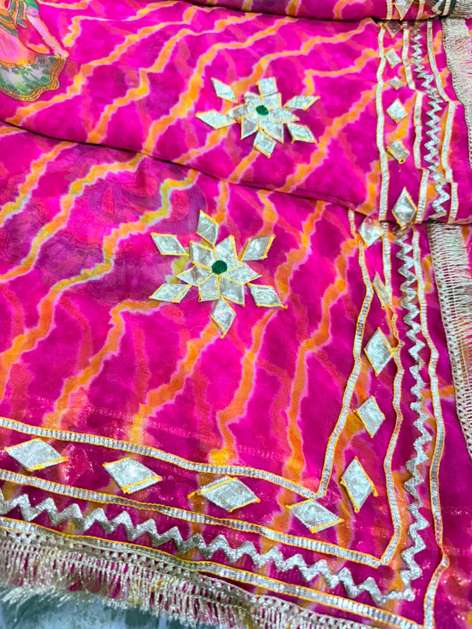 PCD New Georgette Leheriya With Gota patti Work Saree DULHANIYA SAREE
