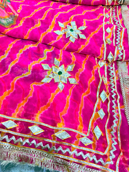 PCD New Georgette Leheriya With Gota patti Work Saree DULHANIYA SAREE
