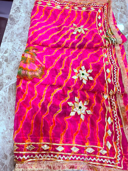 PCD New Georgette Leheriya With Gota patti Work Saree DULHANIYA SAREE