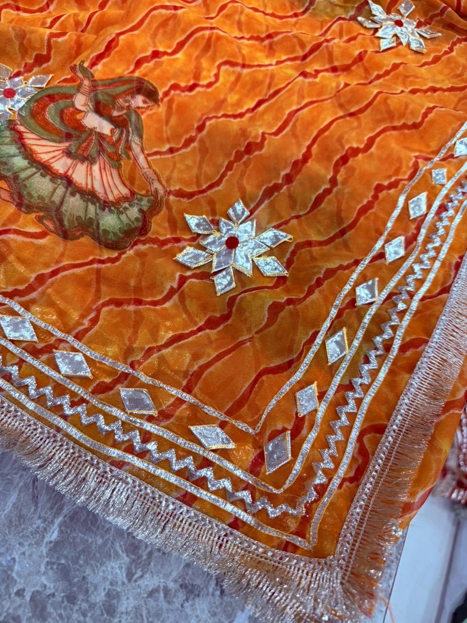 PCD New Georgette Leheriya With Gota patti Work Saree DULHANIYA SAREE