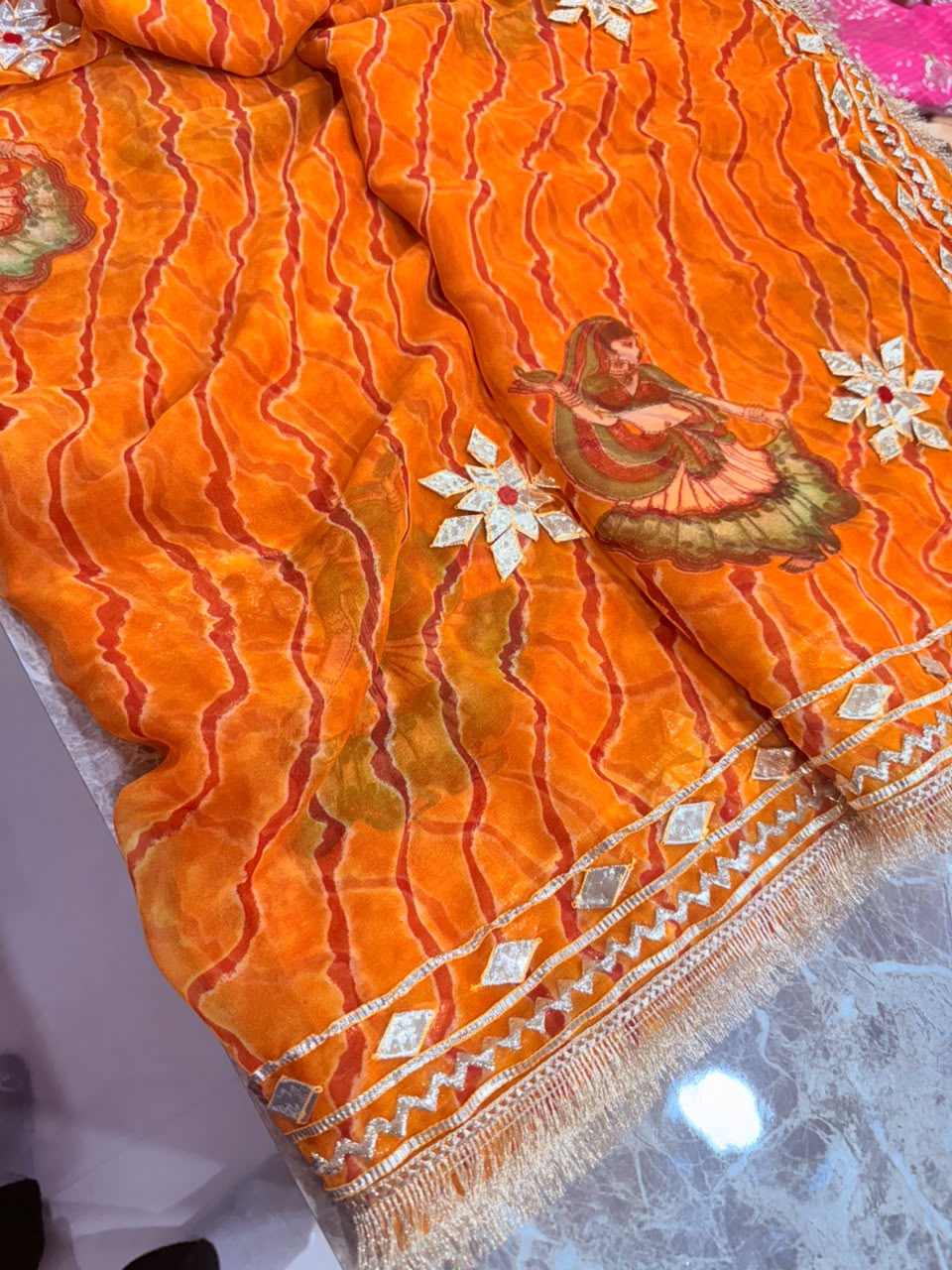 PCD New Georgette Leheriya With Gota patti Work Saree DULHANIYA SAREE