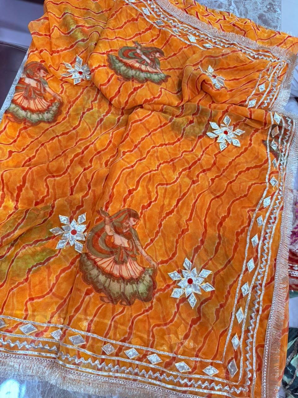 PCD New Georgette Leheriya With Gota patti Work Saree DULHANIYA SAREE