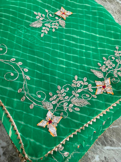 PCD New Georgette Leheriya Style With Pitan GotaPatti Work Saree
