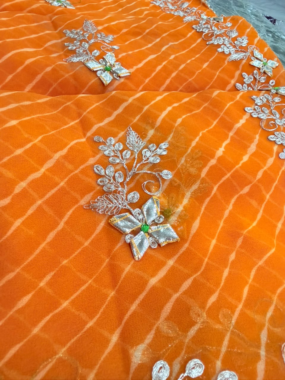 PCD New Georgette Leheriya Style With Pitan GotaPatti Work Saree