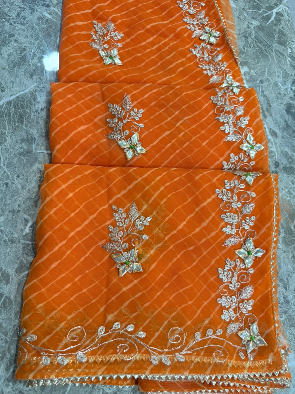 PCD New Georgette Leheriya Style With Pitan GotaPatti Work Saree